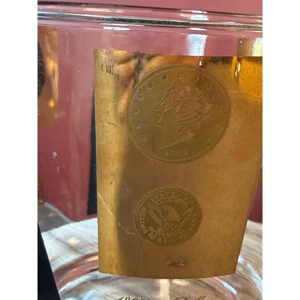 Cera Ambassador Gold Coin Ice Bucket and 4 Rocks Glasses MCM Barware Set - Picture 8 of 16